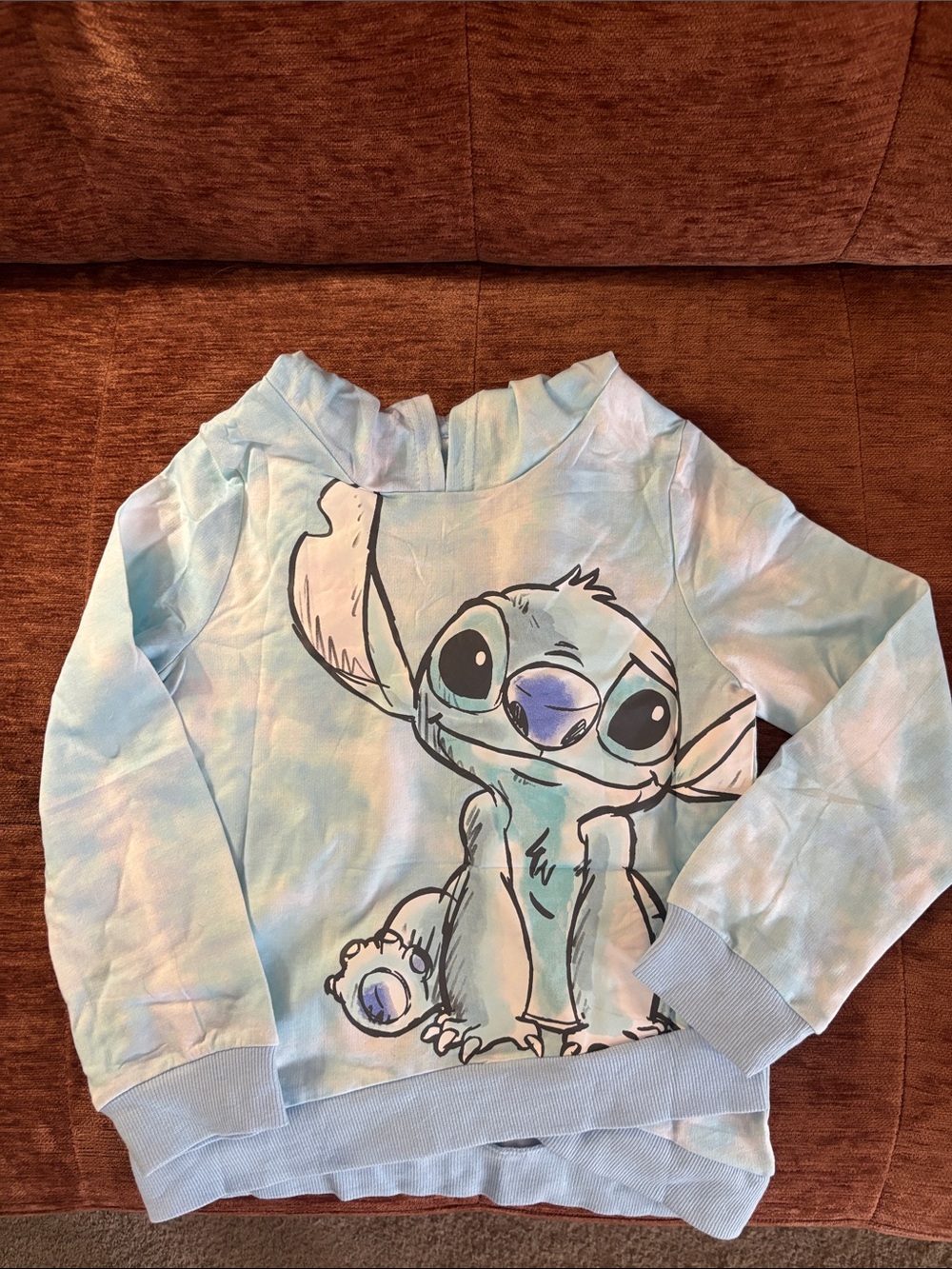 Never worn Disney Light Blue Tie-Dye Hoodie with Stitch Graphic